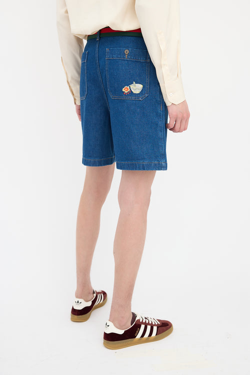 Gucci Denim Embroidered Shorts