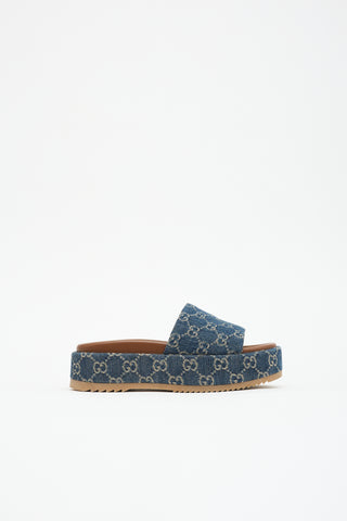 Gucci Denim Allover GG Slide