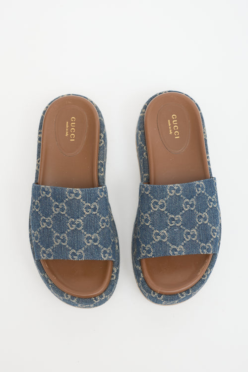 Gucci Denim Allover GG Slide