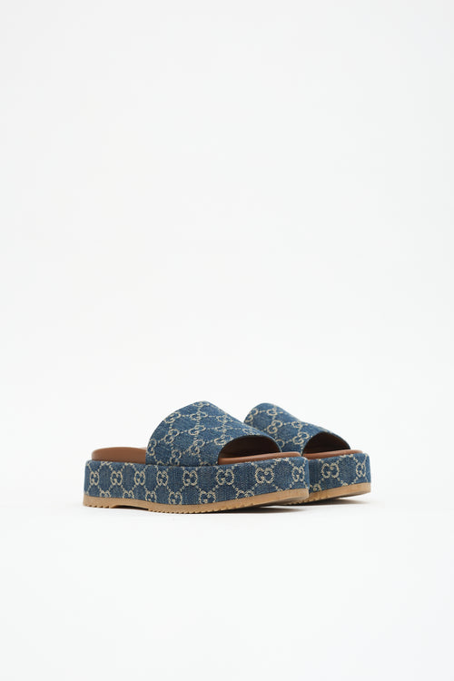 Gucci Denim Allover GG Slide