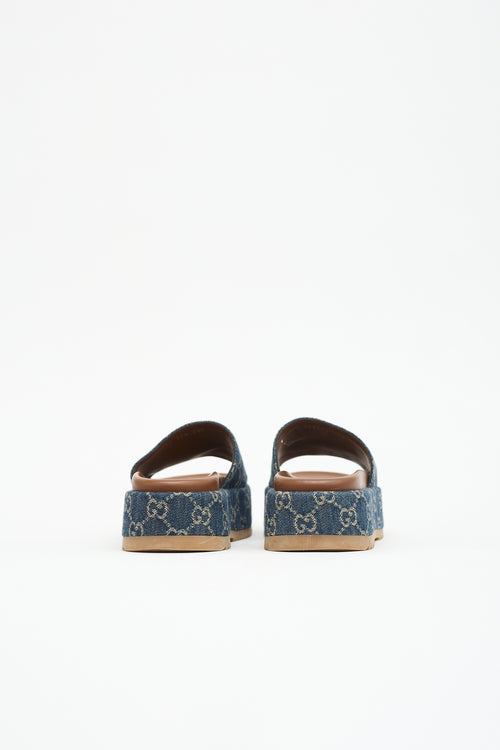 Gucci Denim Allover GG Slide