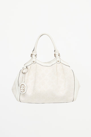 Gucci Diamante Raffia & Leather Medium Sukey Bag