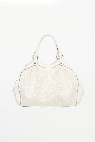 Gucci Diamante Raffia & Leather Medium Sukey Bag