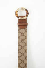 Gucci Canvas & Leather Monogram Belt