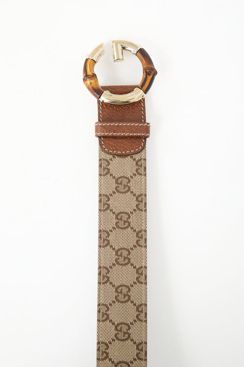 Gucci Canvas & Leather Monogram Belt