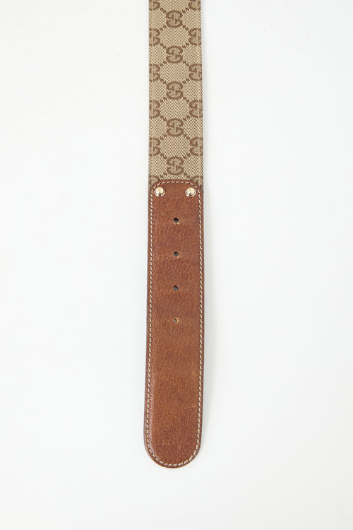Gucci Canvas & Leather Monogram Belt