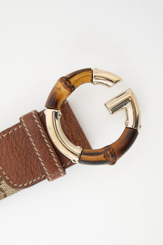 Gucci Canvas & Leather Monogram Belt