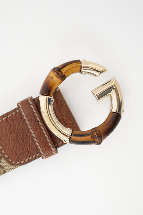 Gucci Canvas & Leather Monogram Belt