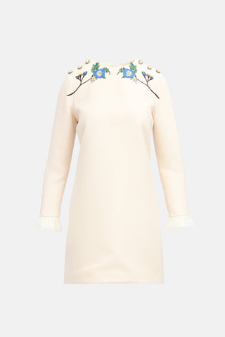 Gucci Embroidered GG Pearl Shift Dress
