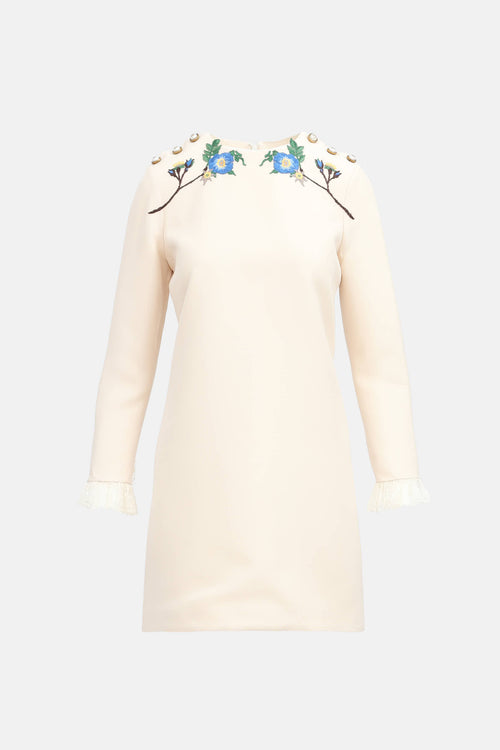 Gucci Embroidered GG Pearl Shift Dress