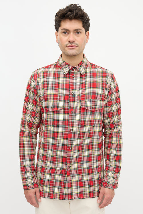 Gucci Embroidered Patch Plaid Shirt