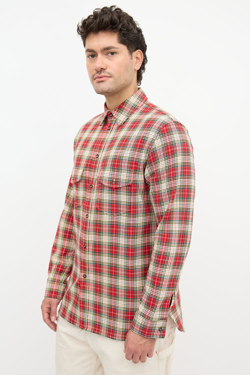 Gucci Embroidered Patch Plaid Shirt