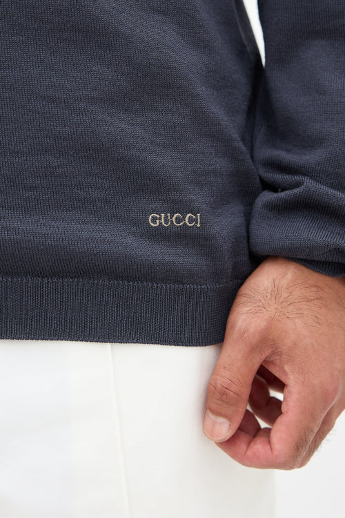 Gucci Embroidered V-Neck Sweater