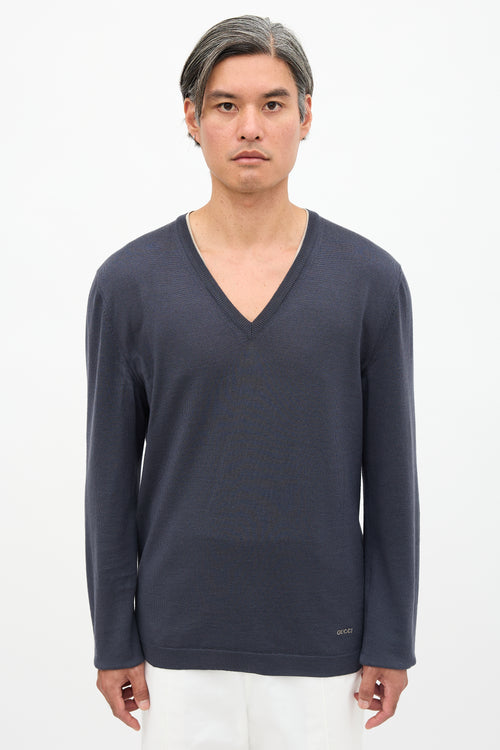 Gucci Embroidered V-Neck Sweater