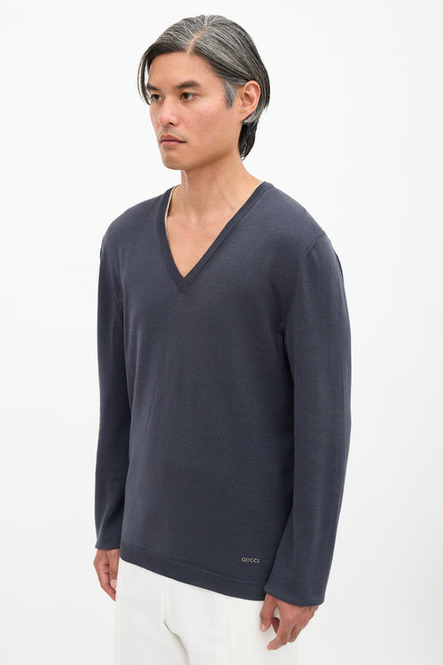 Gucci Embroidered V-Neck Sweater