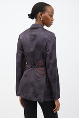 Gucci FW 2002 Purple Silk Jacquard Sash Blazer