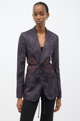 Gucci FW 2002 Purple Silk Jacquard Sash Blazer