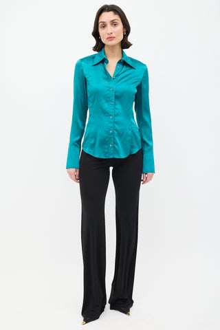 Gucci FW 2003 Turquoise Blue Silk Shirt