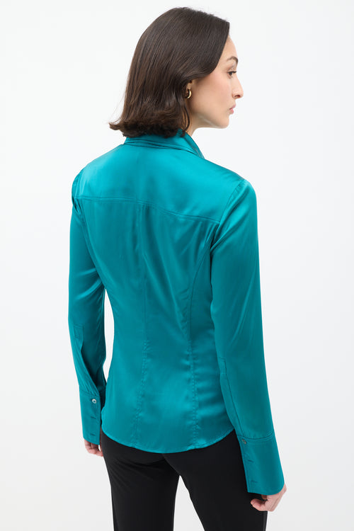 Gucci FW 2003 Turquoise Blue Silk Shirt