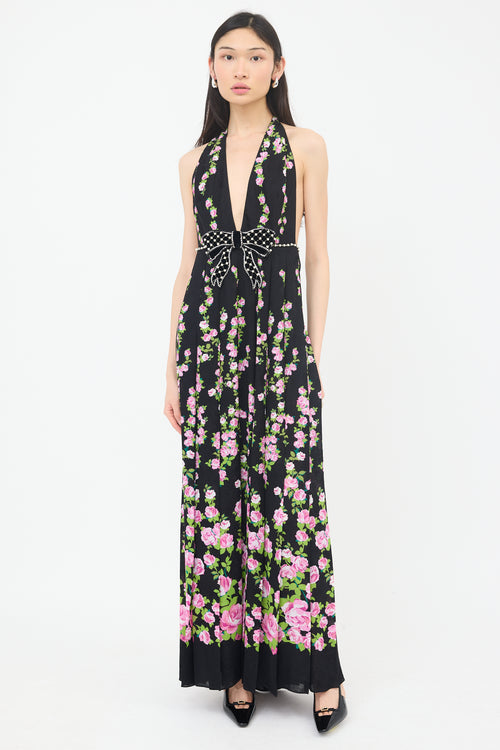 Gucci FW 2017 Floral Brocade Halter Dress