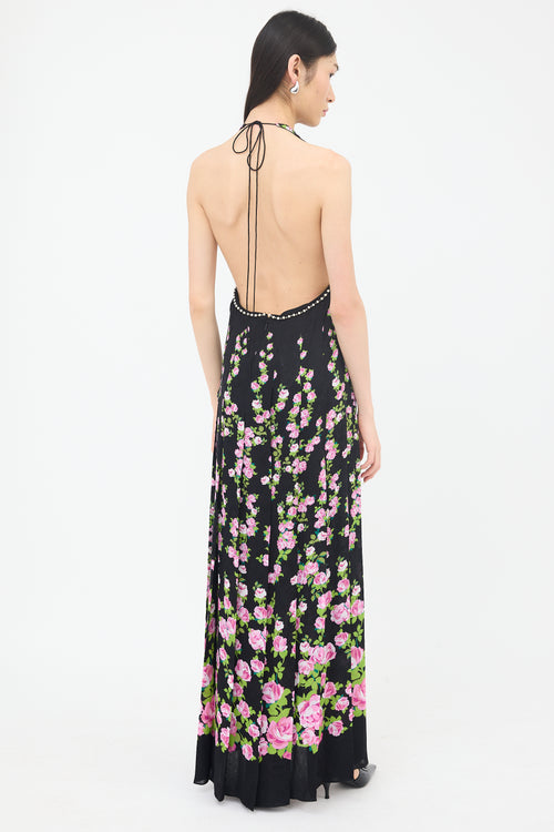 Gucci FW 2017 Floral Brocade Halter Dress