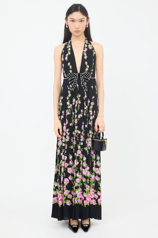Gucci FW 2017 Floral Brocade Halter Dress