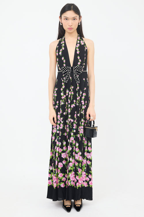 Gucci FW 2017 Floral Brocade Halter Dress