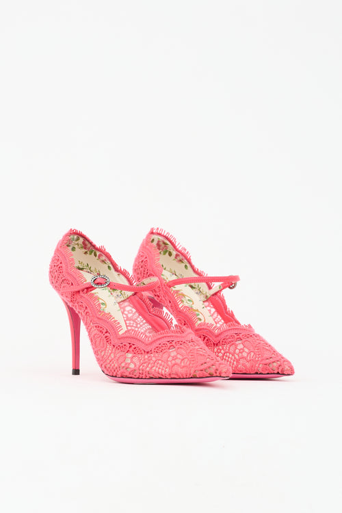 Gucci Fluorescent Lace Virginia Pump