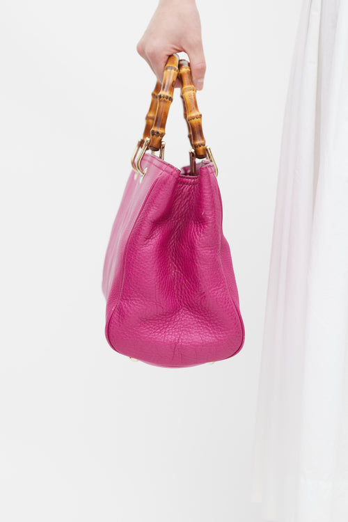Gucci Fuchsia Bamboo Shopper Tote Bag