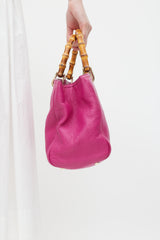 Gucci Fuchsia Bamboo Shopper Tote Bag