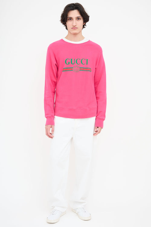 Gucci Fuchsia Interlocking GG Logo Crewneck