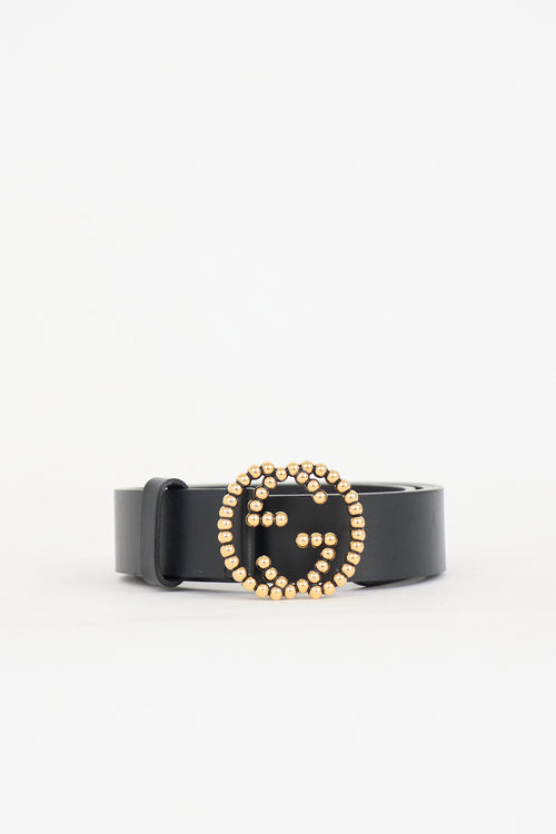 Gucci Leather & Beaded GG Belt