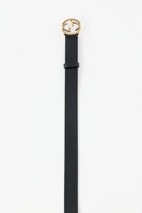 Gucci Leather & Beaded GG Belt