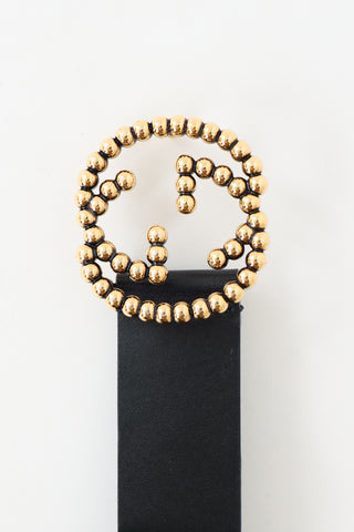 Gucci Leather & Beaded GG Belt