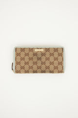 Gucci Beige GG Canvas Long Zipper Wallet