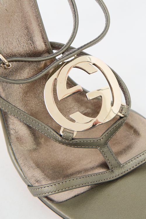 Gucci Metallic Leather GG Sandal