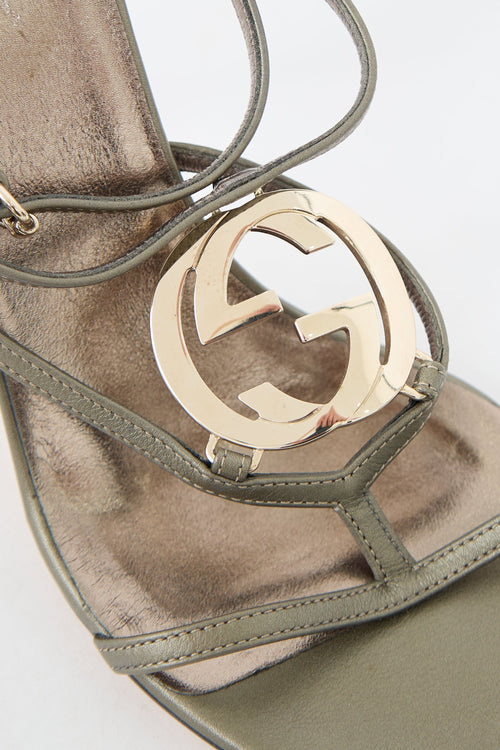 Gucci Metallic Leather GG Sandal