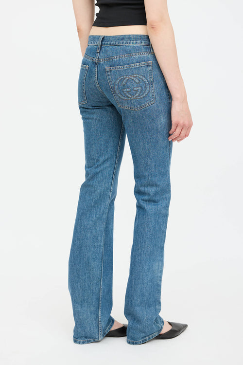Gucci Embroidered Logo Pocket Jeans