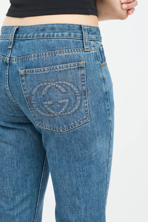 Gucci Embroidered Logo Pocket Jeans