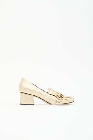 Gucci Metallic Leather GG Loafer Pump