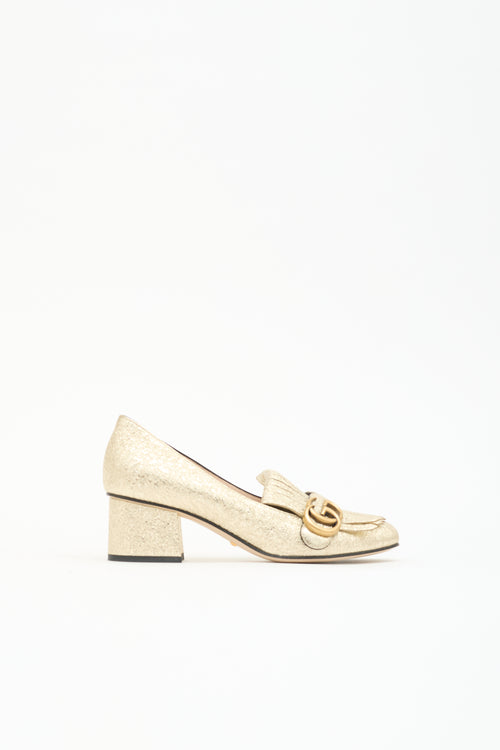 Gucci Metallic Leather GG Loafer Pump