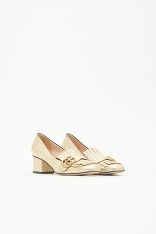 Gucci Metallic Leather GG Loafer Pump