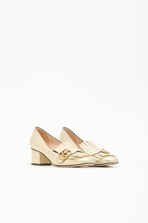 Gucci Metallic Leather GG Loafer Pump