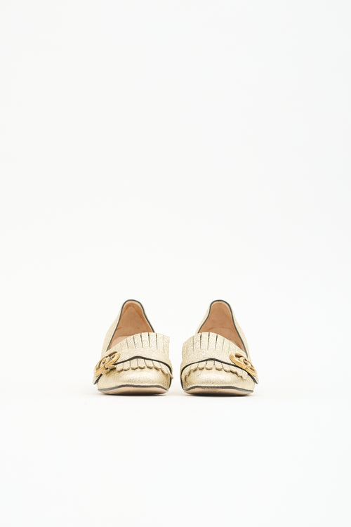 Gucci Metallic Leather GG Loafer Pump
