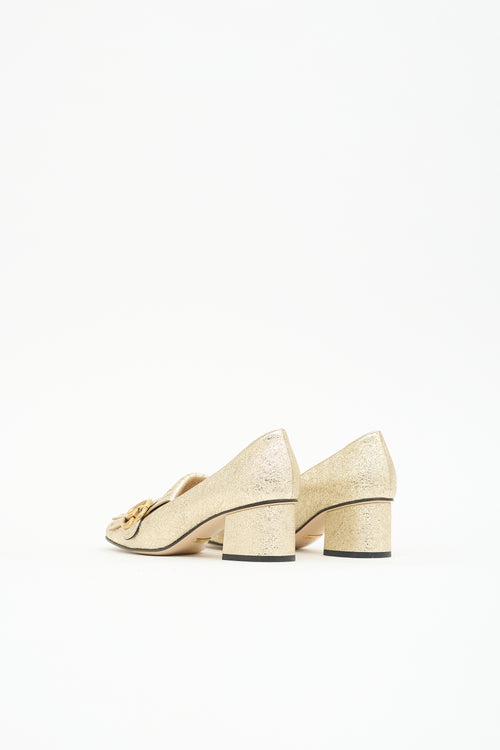 Gucci Metallic Leather GG Loafer Pump