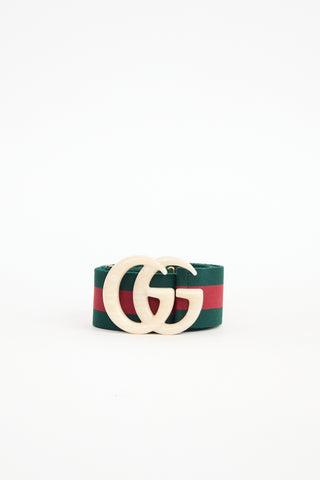 Gucci Elastic Web Marbled GG Buckle Belt