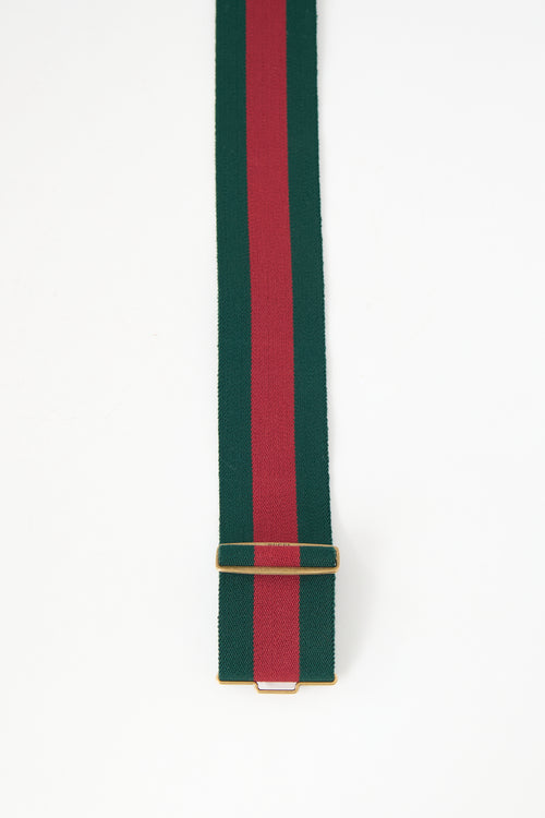 Gucci Elastic Web Marbled GG Buckle Belt
