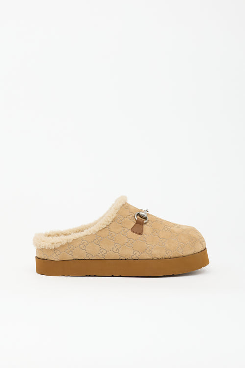 Gucci GG Shearling Platform Mule