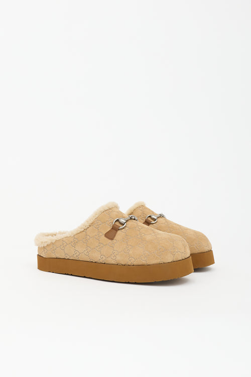 Gucci GG Shearling Platform Mule