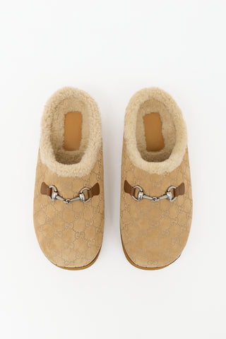 Gucci GG Shearling Platform Mule